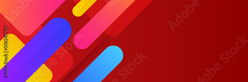 Colorful web banner concept with push button. Collection of horizontal promotion banners with gradient colors and abstract dynamic shapes. Header design for website. Vibrant background.