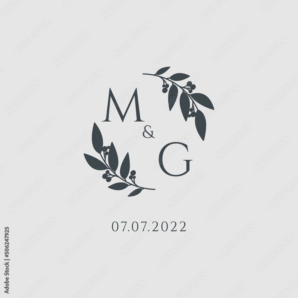 Letter MG elegant wedding monogram logo design Stock Vector | Adobe Stock