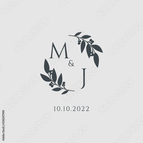 Letter MJ elegant wedding monogram logo design