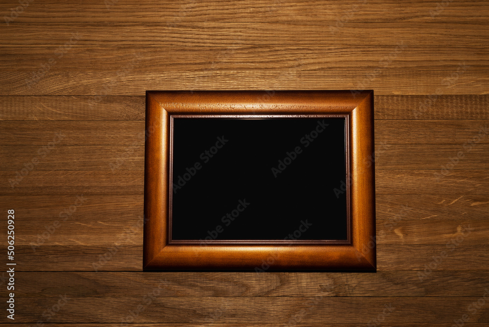 Natural wooden plank background with wood frame