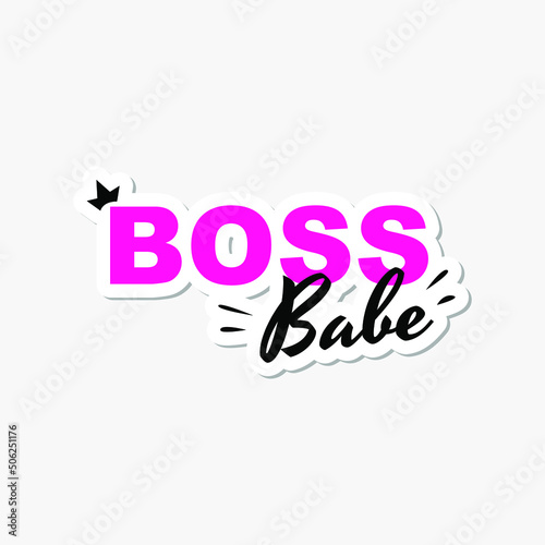Boss babe girl businesswoman leadership typography icon label design vector
