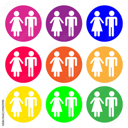 Man and woman icon isolated in white background. Male female sign. Flat image jpeg illustration jpg icons. 