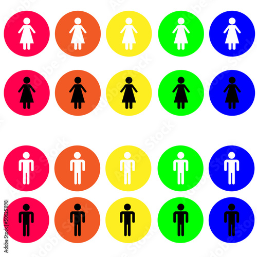 Man and woman icon isolated in white background. Male female sign. Flat image jpeg illustration jpg icons. 