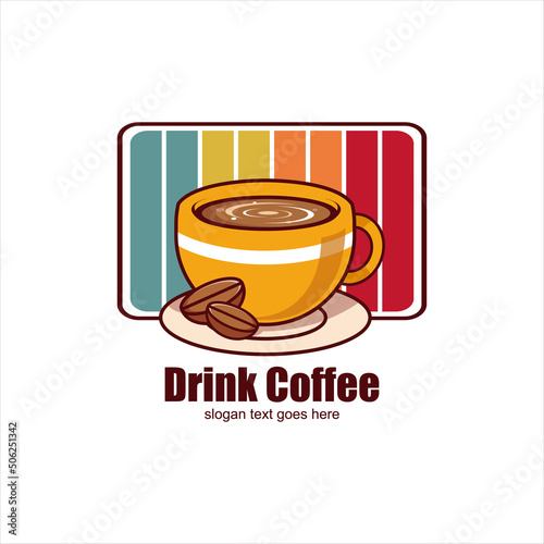 Cup of coffee and speech bubble logo template. Coffee break vector design. Coffeehouse logotype
