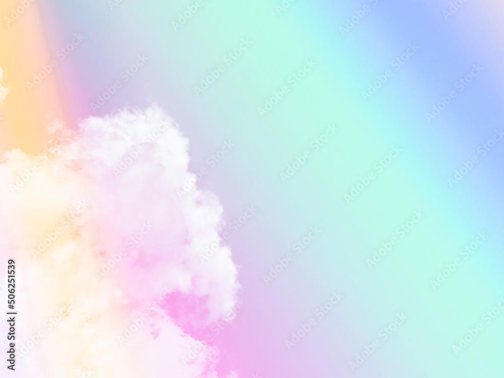 beauty sweet pastel green blue colorful with fluffy clouds on sky. multi color rainbow image. abstract fantasy growing light beauty sweet pastel green blue colorful with fluffy clouds on sky. multi color rainbow image. abstract fantasy growing light