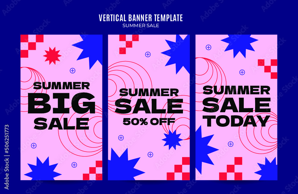 Happy Summer Vibes Web Banner for Social Media Vertical Poster, banner, space area and background