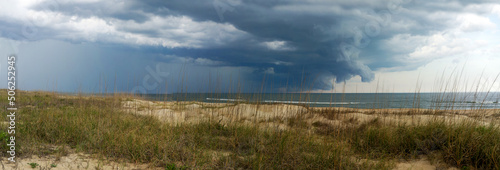 Obraz na plátně Thunderstorm approaching Sandbridge Virginia Beach, Virginia vacation beach