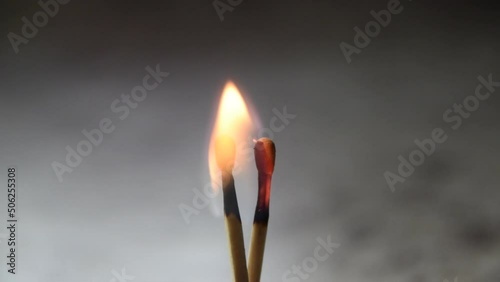 Matches burning with intensity, fire and passion in an everyday object, intense heat.