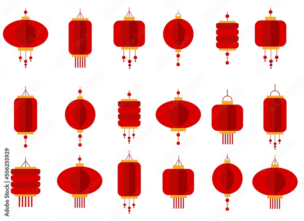 new year chinese lantern celebration illustration set flat isolated illustration new year chinese lantern celebration illustration set flat isolated illustration
