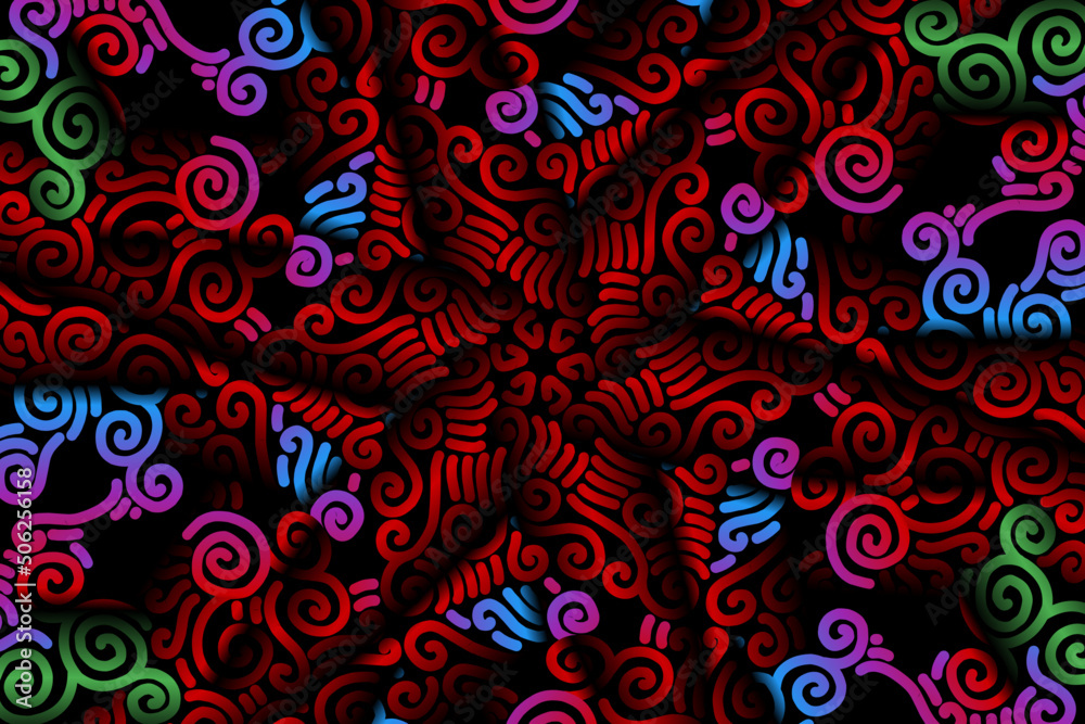seamless luxurious colourful circular circle  line art pattern of indonesian culture traditional tenun batik ethnic dayak ornament for wallpaper ads background 