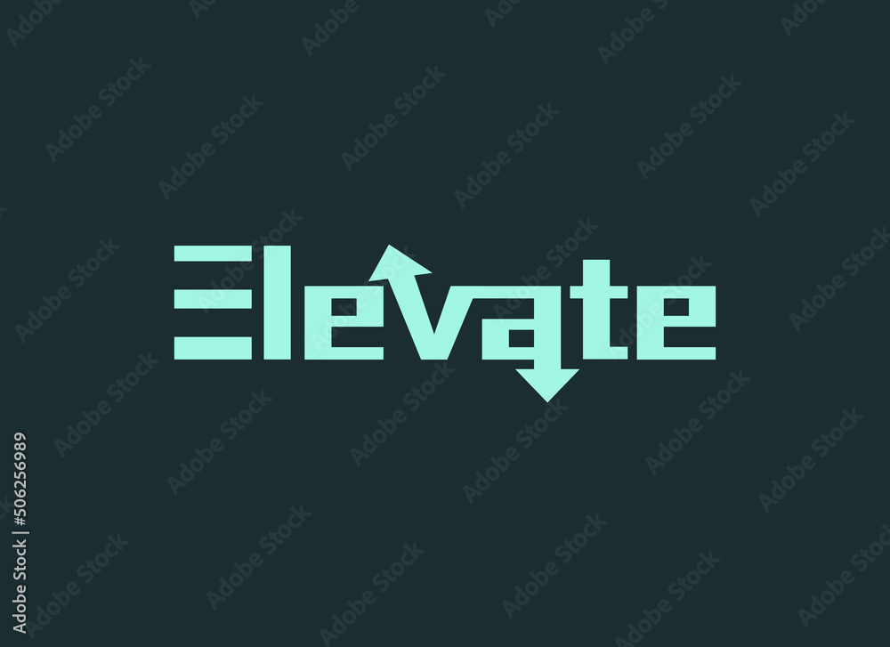 Typography Elevate Text Logo with Arrow Up and Arrow Down. Flat Vector Design Template Element Typography Elevate Text Logo with Arrow Up and Arrow Down. Flat Vector Design Template Element