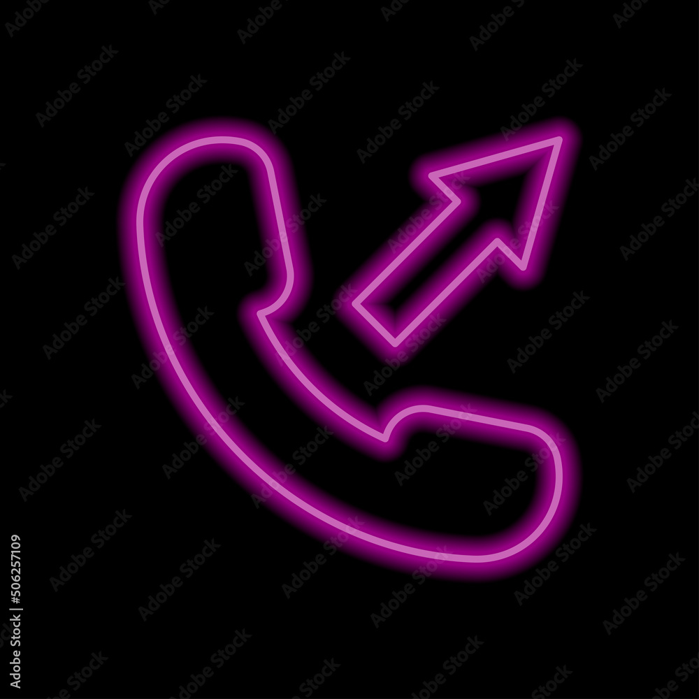 Call simple icon vector. Flat design. Purple neon style on black background.ai Call simple icon vector. Flat design. Purple neon style on black background.ai