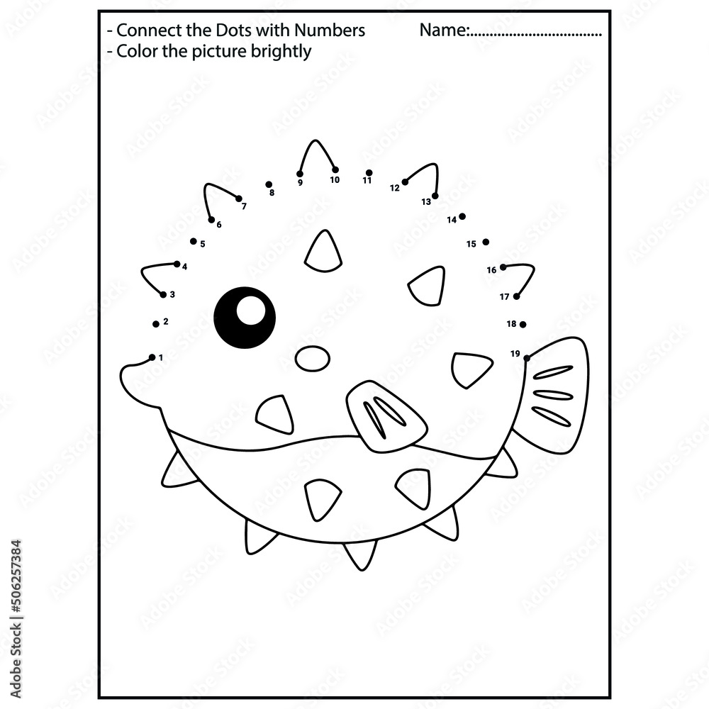 Dot To Dot Ocean animals for kids Stock Vector | Adobe Stock