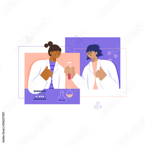 different ethnicity people working in a science lab