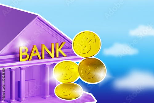 Bank office and golden coin...