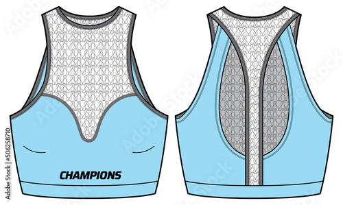 Women Sports bra support top active sports Jersey design flat sketch fashion Illustration suitable for girls and Ladies, Vest for Swim, yoga, gym, running and sports activity