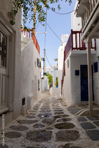 Inside the old town of Mykonos on the Greek island of the same name, Mykonos