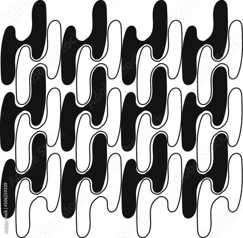 Optical illusion. Black and white vector illustration. Comic effect vector illustration. Abstract vector seamless op art pattern. Monochrome graphic black and white ornament. Striped optical illusion 