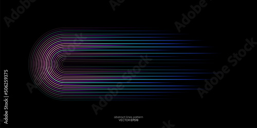 Vector half circles lines flowing dynamic pattern colorful spectrum light isolat Fototapet