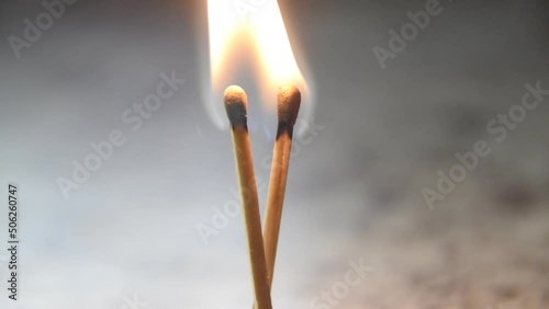 Matches burning with intensity, fire and passion in an everyday object, intense heat.