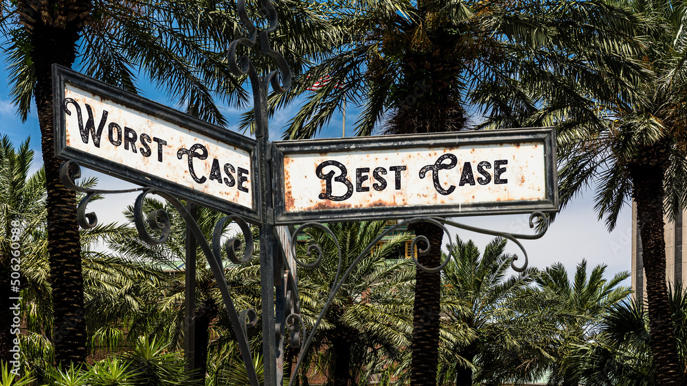 Fototapeta premium Street Sign to Best versus Worst Case