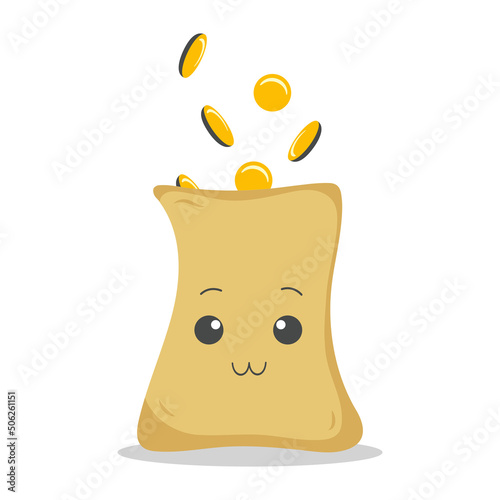 A contented sack with coins falling into it