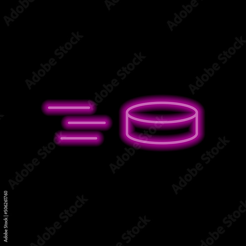 Hockey icon vector. Flat design. Purple neon style on black background.ai