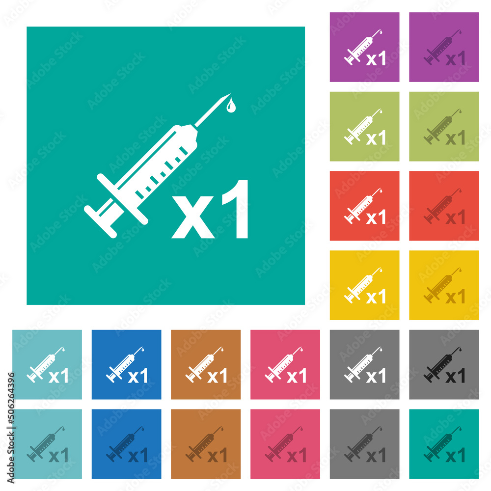 First vaccine dose square flat multi colored icons First vaccine dose square flat multi colored icons