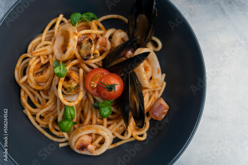 Seafood Pasta with mussels ...