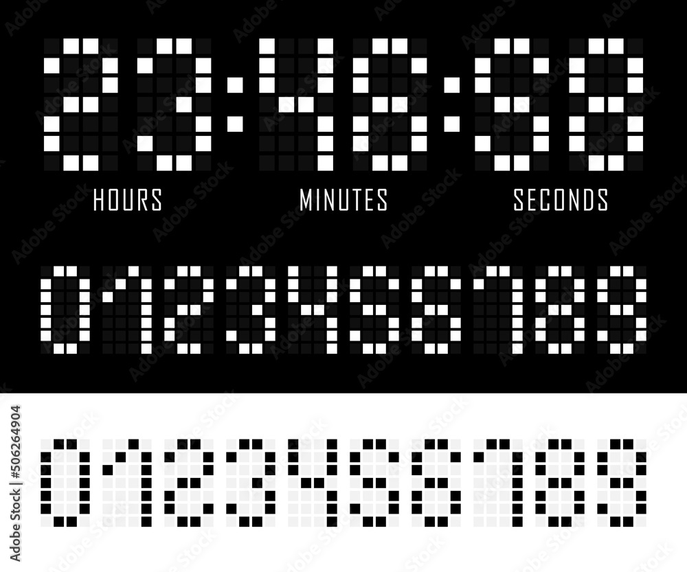 Countdown website vector flat template digital clock timer background. Countdown timer. Clock counter. Digital scoreboard.