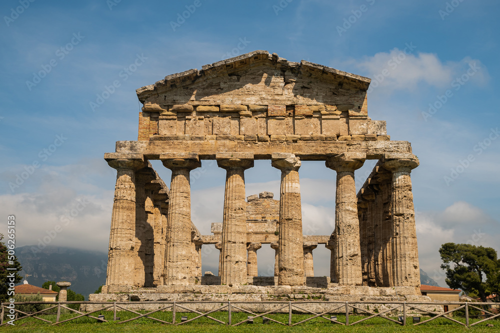 Paestum, originally Poseidon - Siberian colony. Ancient ancient city. The Temple of Athena is a monumental building with columns