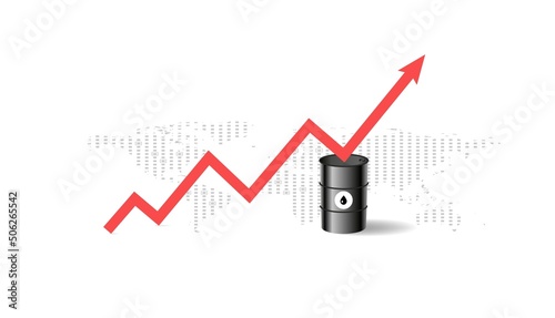 Gasoline Fuel Gas Petrols Oil Stock Value Market Demand Price Hike Rise Increase Up Skyrocket With Graph Chart Diagram Vector Illustration.