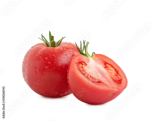 pink tomatoes on a white isolated background