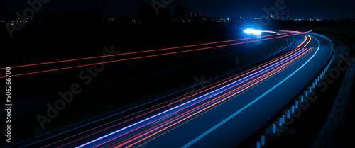 lights of cars with night. long exposure