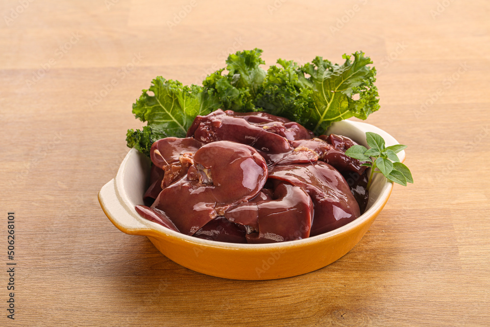 Raw chicken liver in the bowl Raw chicken liver in the bowl