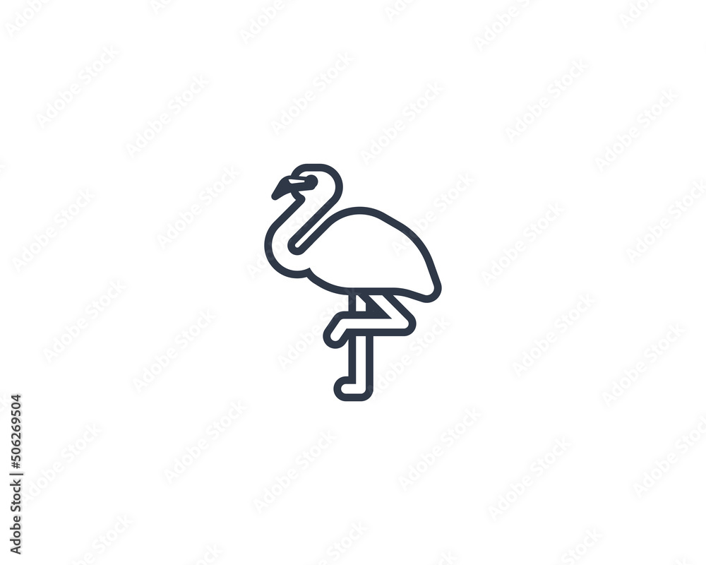 Fototapeta premium Flamingo vector flat emoticon. Isolated Flamingo emoji illustration. Flamingo icon