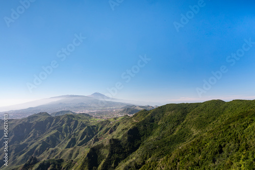 Panoramic view on green mountains of Anaga national park, North of Tenerife, Canary islands, Spain © barmalini