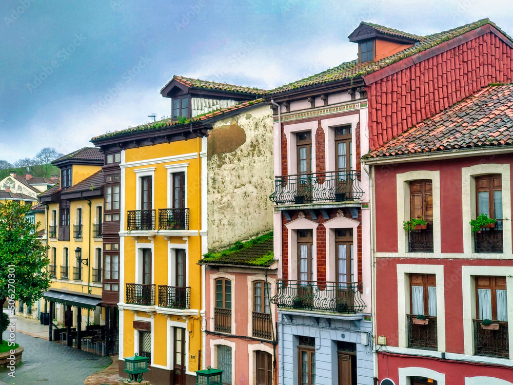 Ancient buildings in Nava village, Asturias, Spain