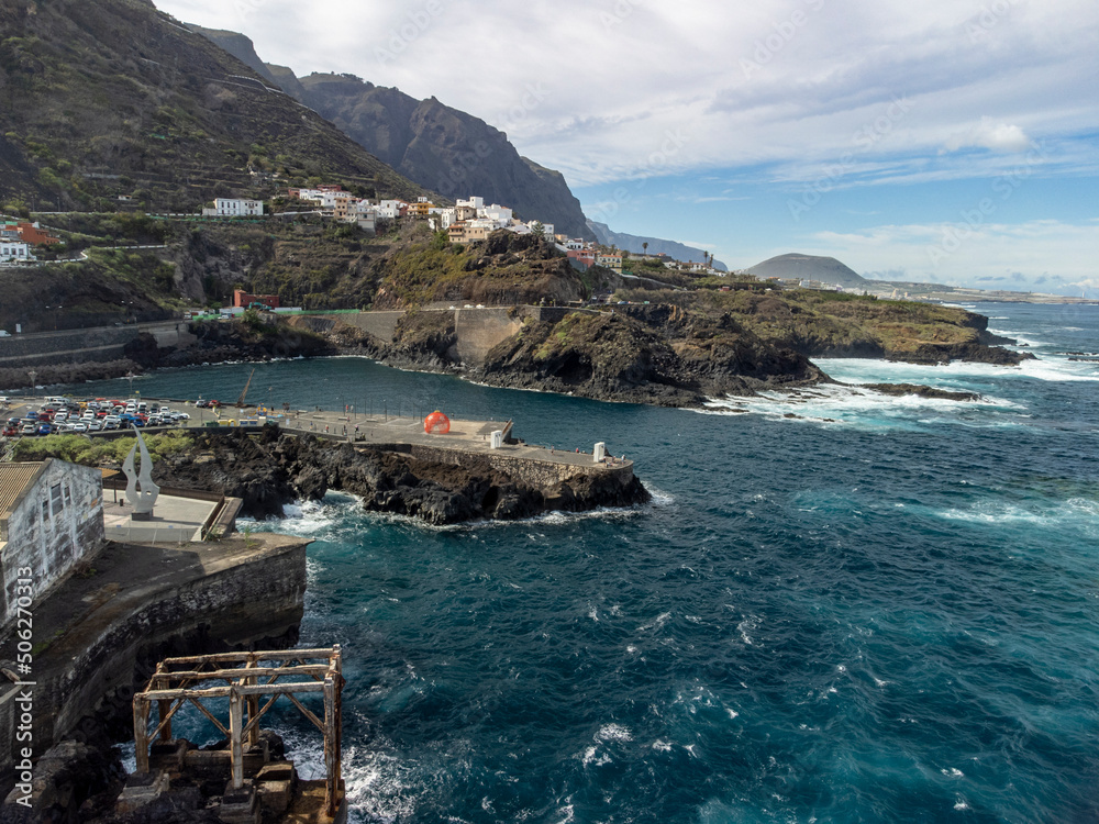 Aerial view on colonial old town Garachico on Tenerife, Canary islands, Spain