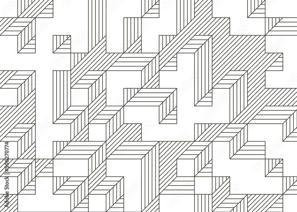 Implementation of Edward Zajec’s “Il Cubo” from 1971. Essentially a Truchet tile set of 8 tiles and rules for placement art illustration Implementation of Edward Zajec’s “Il Cubo” from 1971. Essentially a Truchet tile set of 8 tiles and rules for placement art illustration