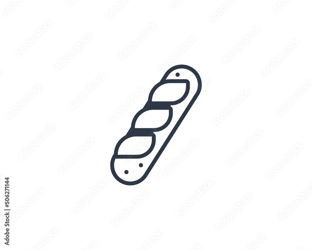 French bread vector flat emoticon. Isolated Baguette Bread emoji illustration. Baguette icon