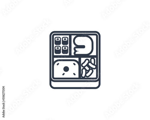 Bento Box vector flat emoticon. Isolated Bento Box emoji illustration. Bento Box icon