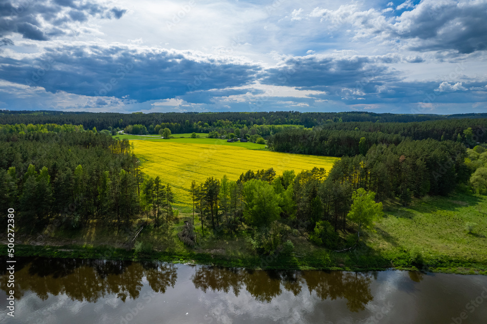 Fototapeta premium Aerial spring view of beautiful Lithuania nature