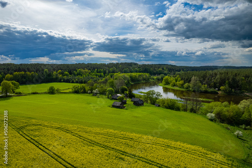 Aerial spring view of beautiful Lithuania nature