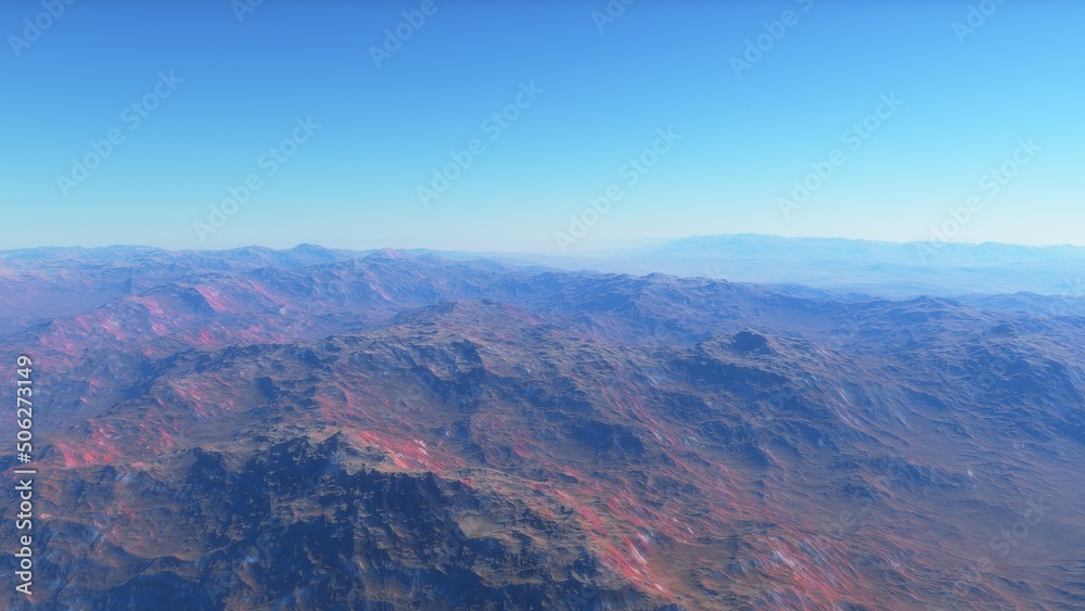 landscape on planet Mars, scenic desert scene on the red planet