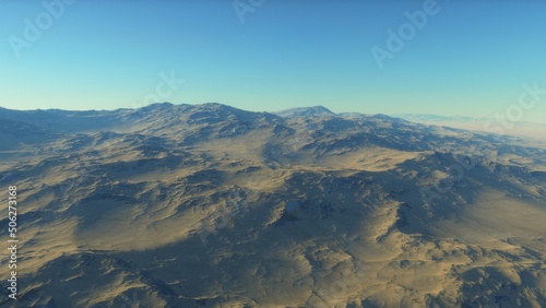 landscape on planet Mars, scenic desert scene on the red planet