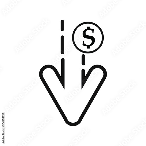 Obraz na plátně Arrow symbol with falling dolor