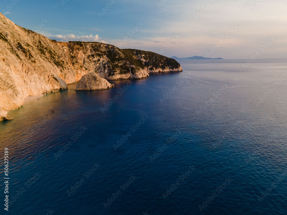 cliffs at Lefkada island aerial view