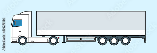 Semi truck with trailer. European lorry. Vector illustration