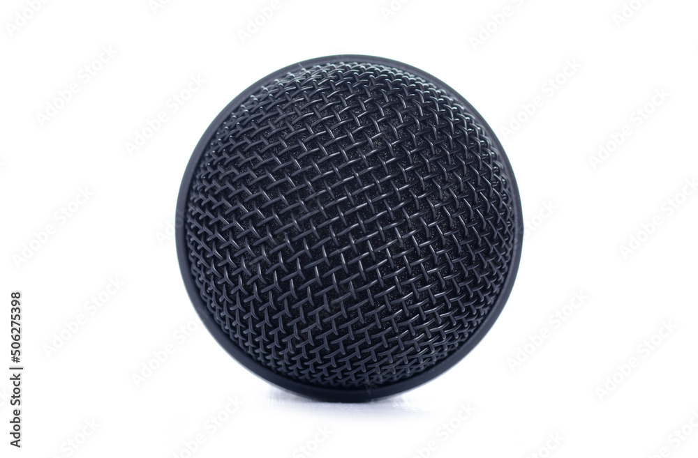 black microphone audio on white background isolation black microphone audio on white background isolation